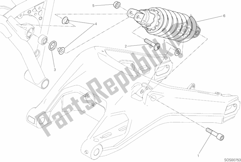 All parts for the Sospensione Posteriore of the Ducati Scrambler Urban Enduro Thailand USA 803 2015